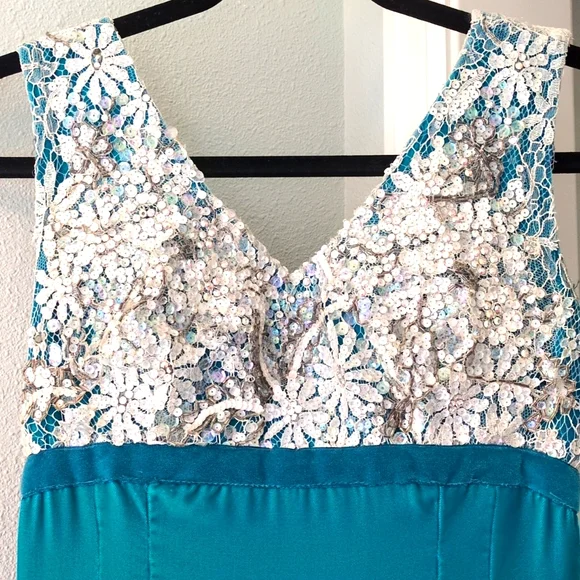 Stunning True Vintage Turquoise Velvet Dress XS - Picture 2 of 12